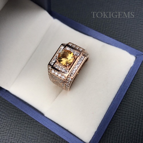 NHẪN VÀNG HỒNG ĐÁ CHỦ CITRINE 7.2